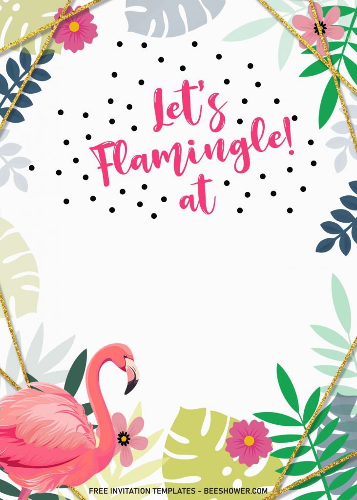 9+ Flamingle Baby Shower Invitation Templates and has Green Monstera leaves