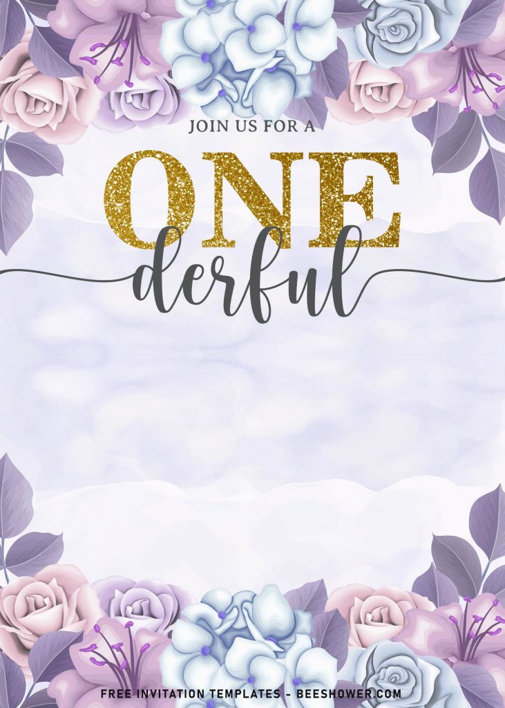 9+ Floral Onederful First Birthday Party Invitation Templates and has portrait orientation