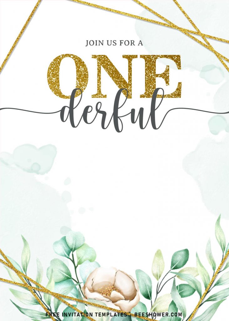 9+ Floral Onederful First Birthday Party Invitation Templates and has watercolor background