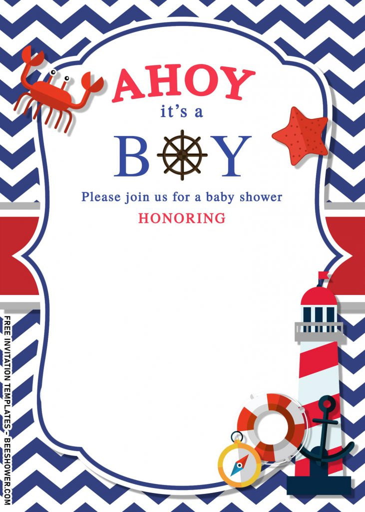 11+ Nautical Themed Birthday Invitation Templates For Your Kid’s Birthday Bash and has white text box and navy border