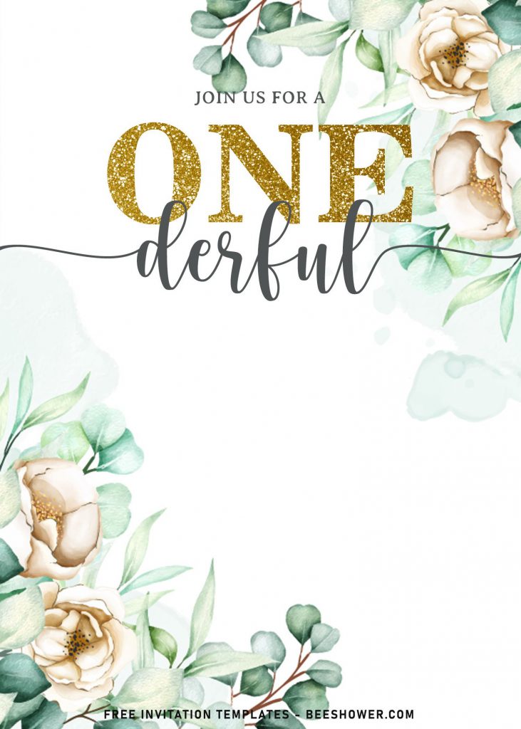 9+ Floral Onederful First Birthday Party Invitation Templates and has greenery foliage