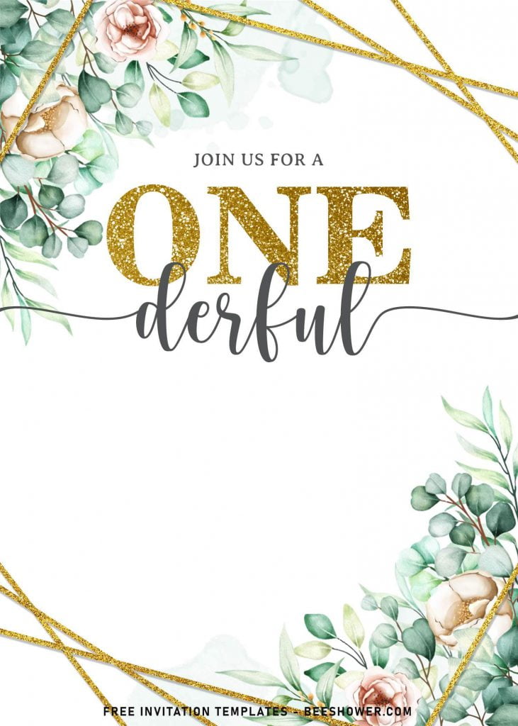 9+ Floral Onederful First Birthday Party Invitation Templates and has solid white background