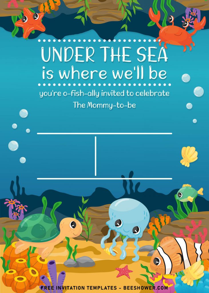 9+ Under The Sea Themed Birthday Invitation Templates and has Turtle