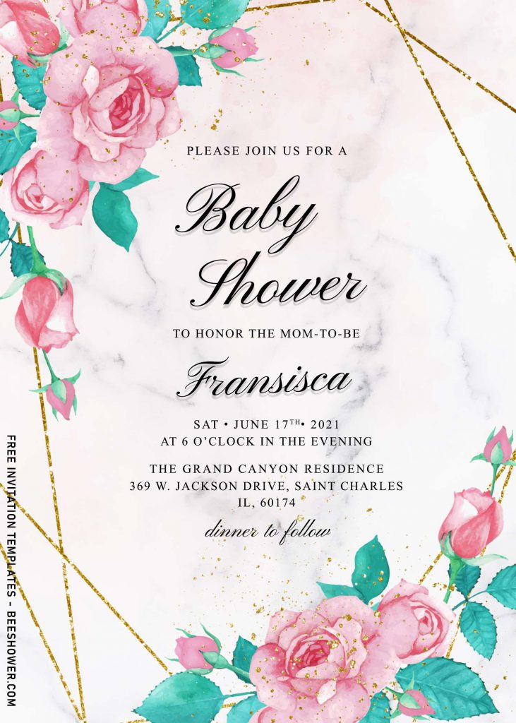 8+ Geometric Rose Baby Shower Invitation Templates