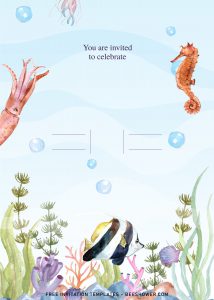 10+ Beautiful Watercolor Mermaid Under The Sea Birthday Invitation Templates and has Watercolor Jellyfish