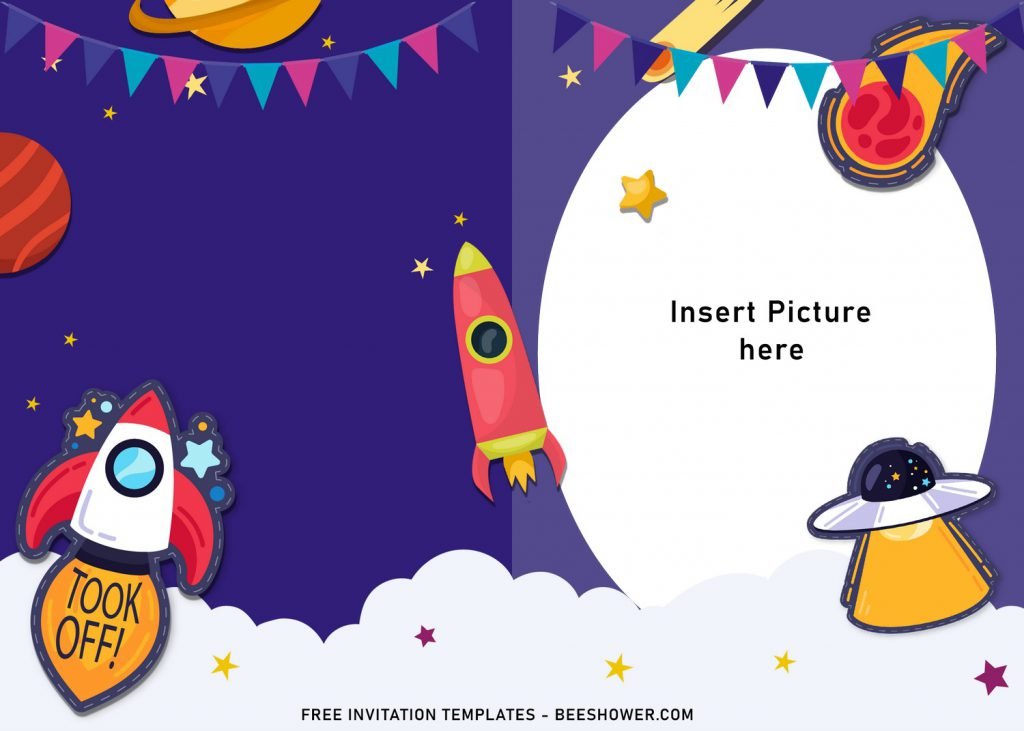 11+ Space Galaxy Birthday Invitation Templates For Your Little Astronaut’s Birthday Party and has UFO