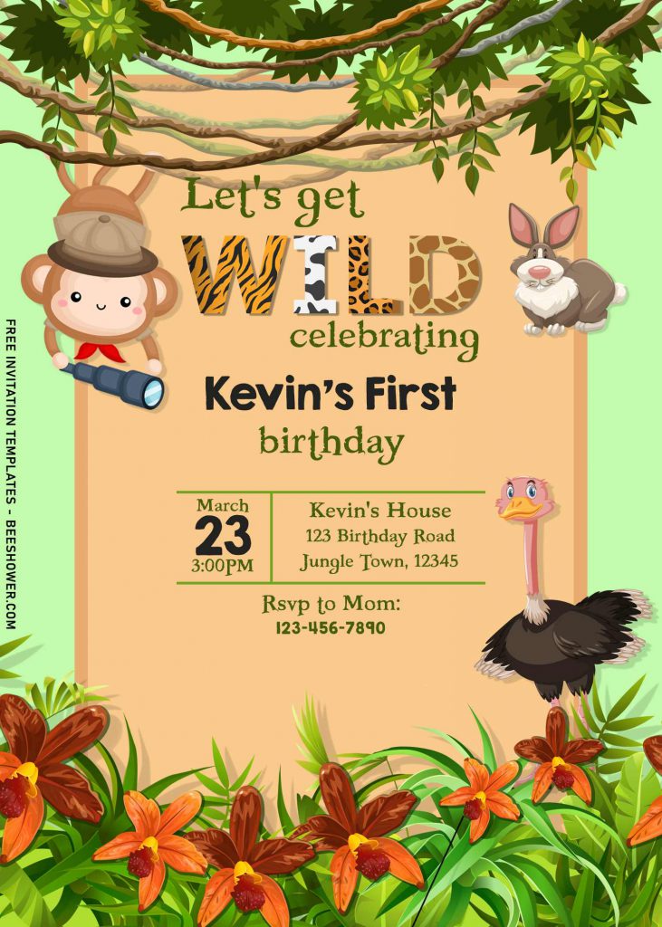 11+ Cute Hand Drawn Jungle Animals Birthday Invitation Templates