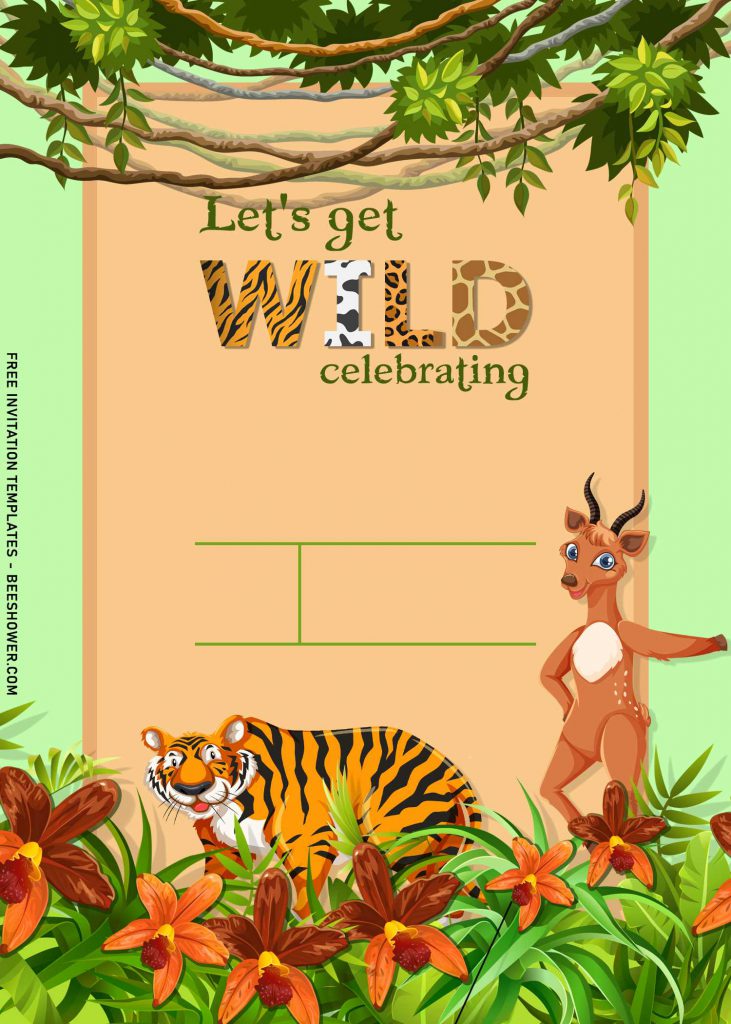 11+ Cute Hand Drawn Jungle Animals Birthday Invitation Templates and has adorable tiger