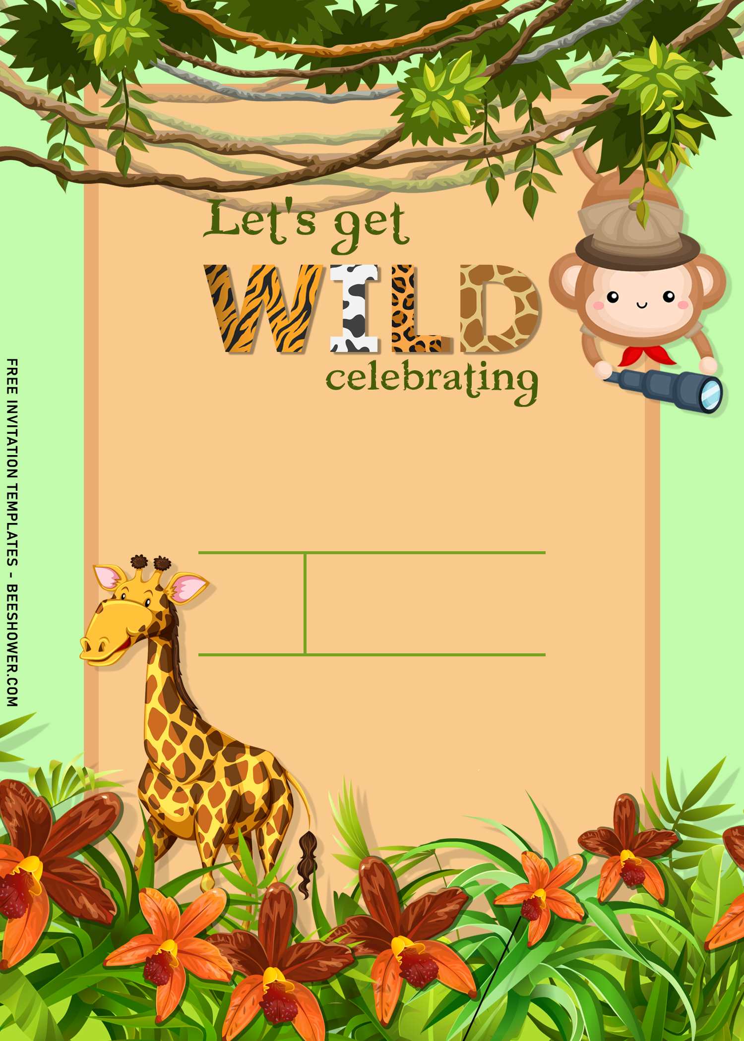 Free Printable Safari Birthday Invitation Templates