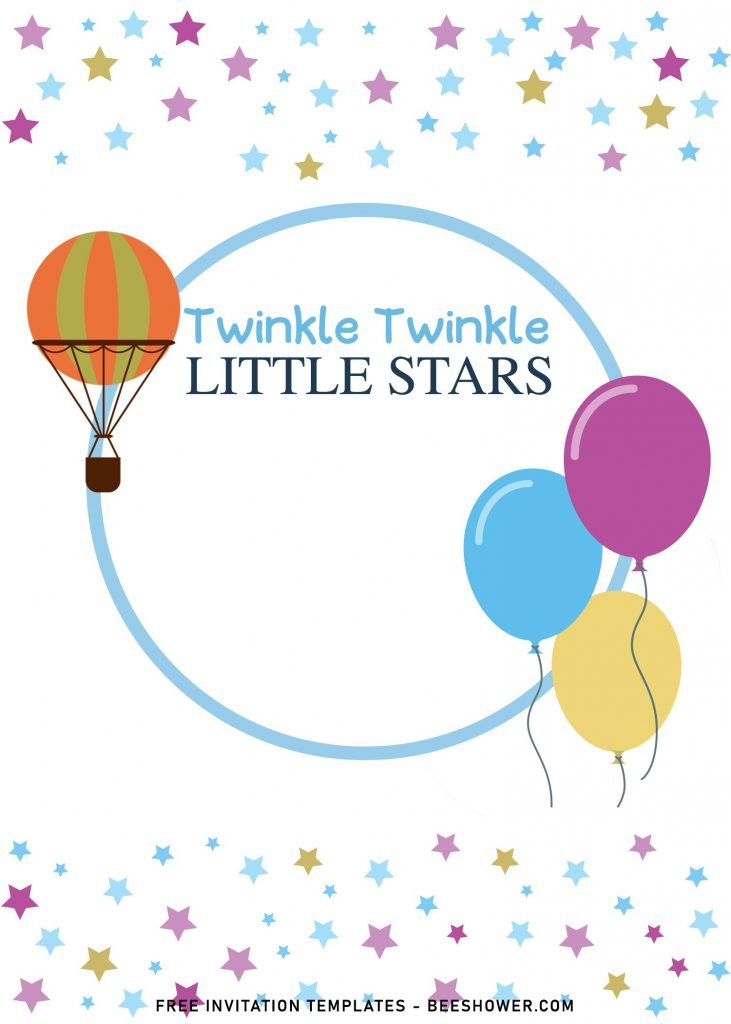 7+ Twinkle Twinkle Little Star Baby Shower Invitation Templates and has Blue Balloon