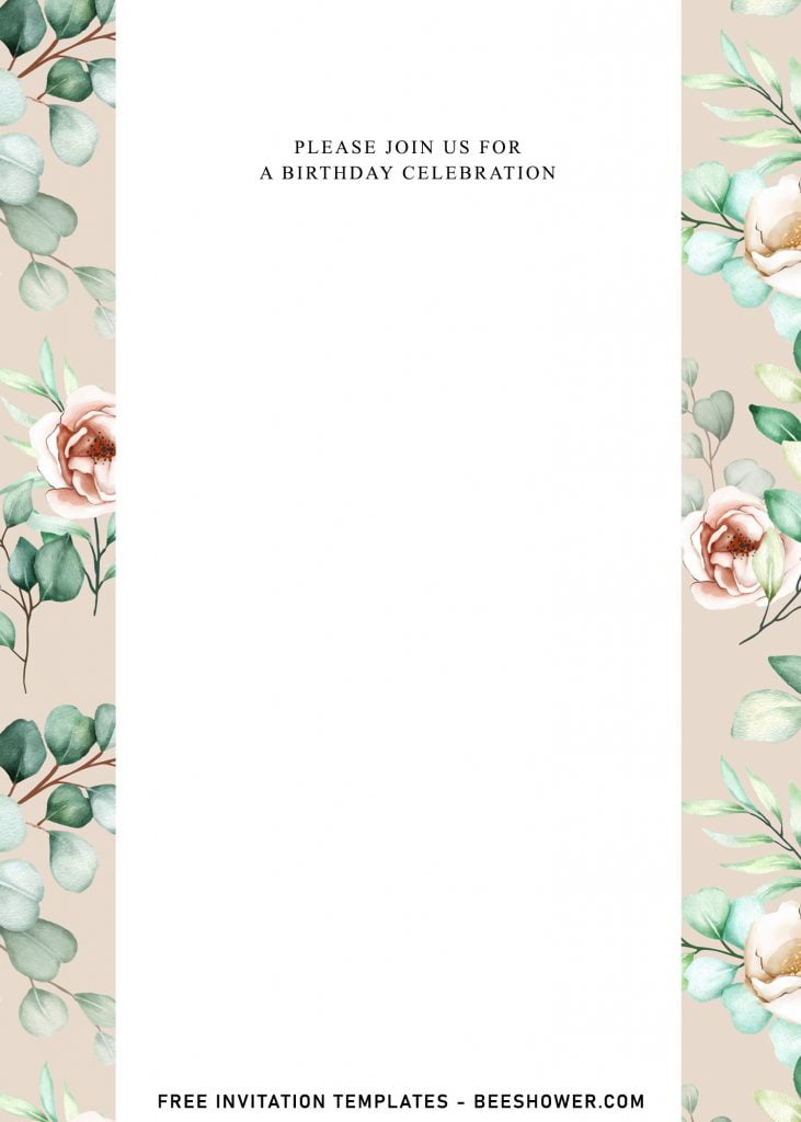 7+ Aesthetic Greenery Eucalyptus Birthday Invitation Templates and has white text box