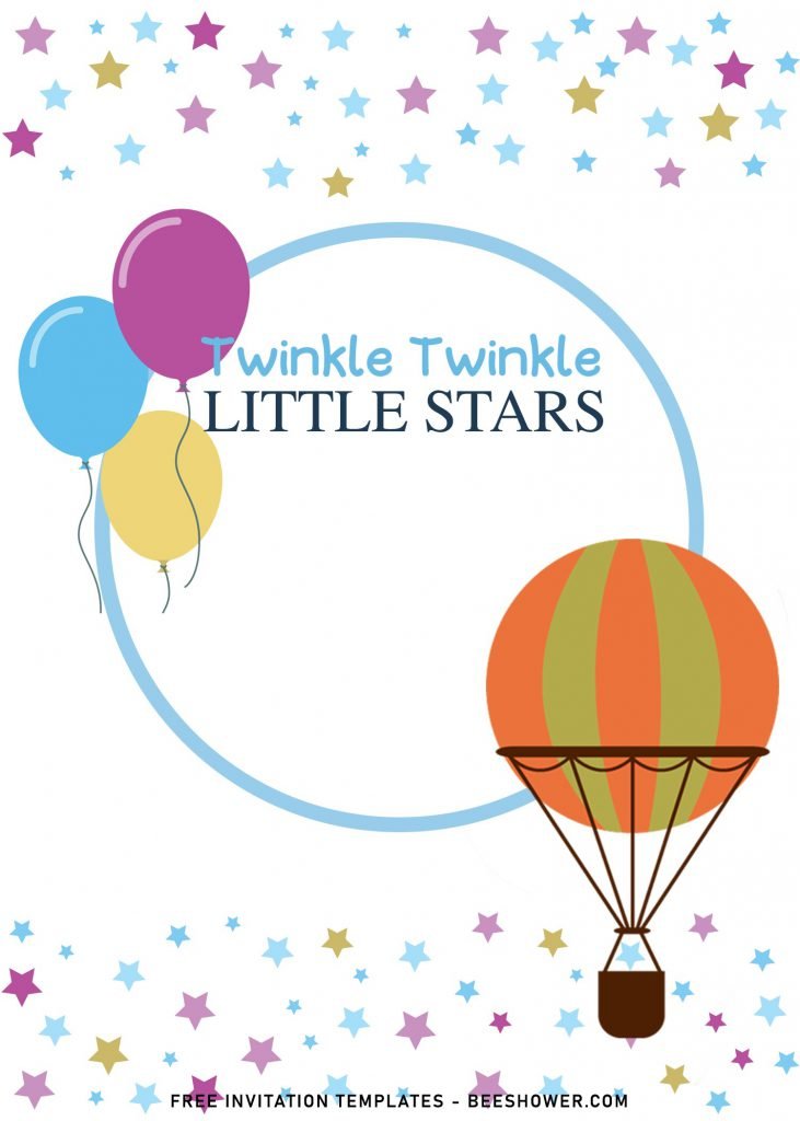 7+ Twinkle Twinkle Little Star Baby Shower Invitation Templates and has Hot Air Balloon