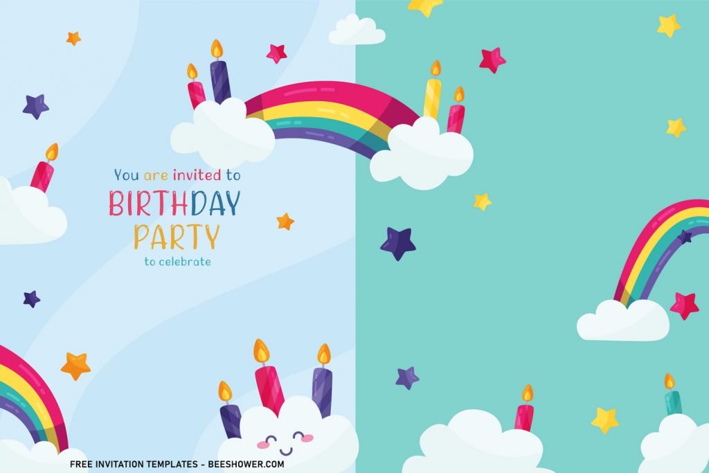8+ Best Rainbow Party Birthday Invitation Templates For Your Kid’s Birthday Party and has birthday candles