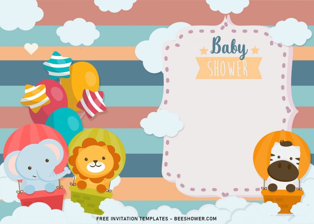 8+ Cute Baby Animals Themed Birthday Invitation Templates and has Colorful Balloons