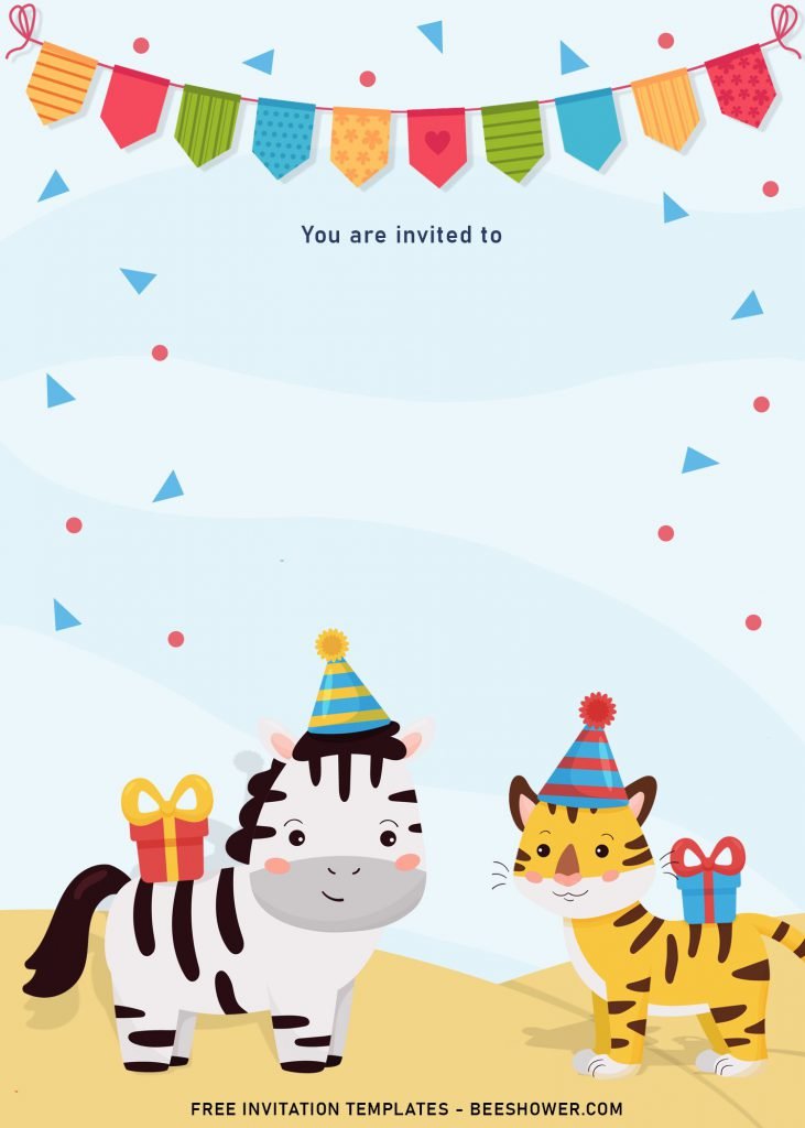 8+ Cute Woodland Animals Birthday Invitation Templates and has baby zebra and tiger