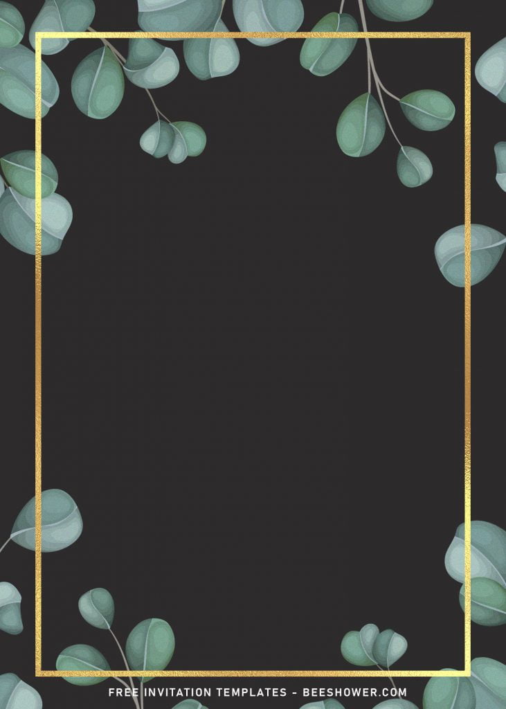 8+ Elegant Greenery Eucalyptus Baby Shower Invitation Templates and has metallic gold frame