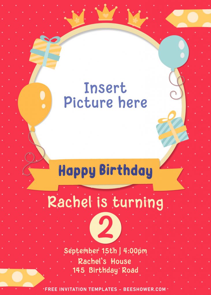 8+ Cute Birthday Invitation Templates For Your Kid's Birthday Party and has Cute Ribbon