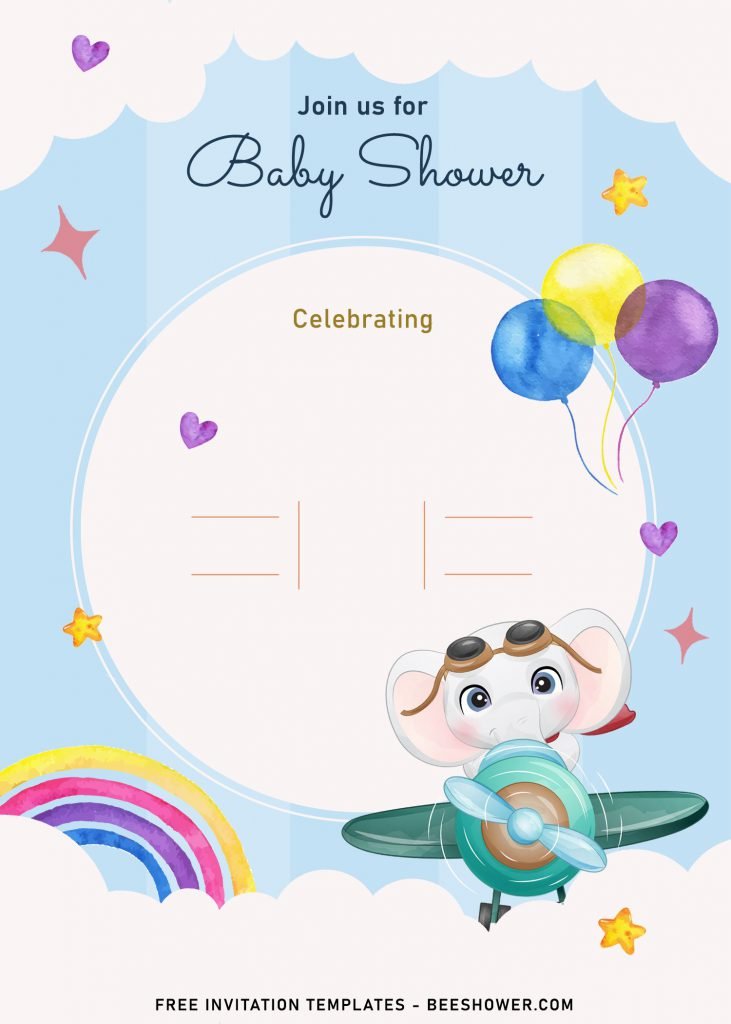 9+ Cute Hand Drawn Up In The Sky Birthday Invitation Templates and has beautiful watercolor rainbow