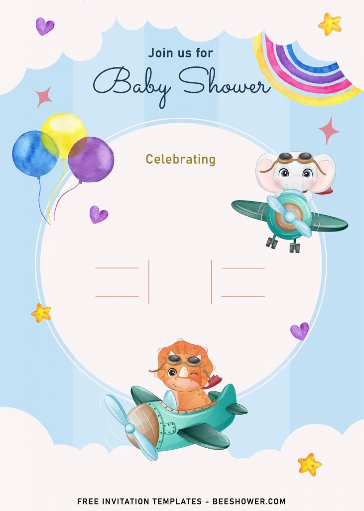 9+ Cute Hand Drawn Up In The Sky Birthday Invitation Templates and has white ellipse shaped text box
