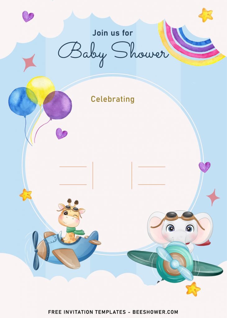 9+ Cute Hand Drawn Up In The Sky Birthday Invitation Templates and has white clouds