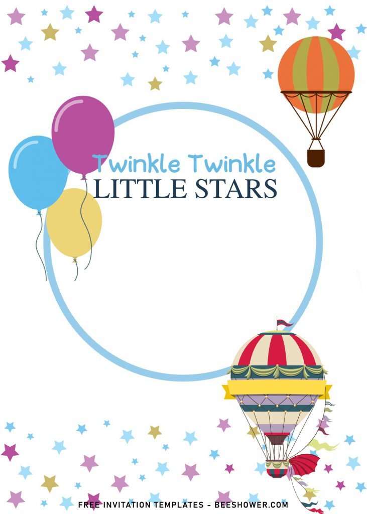 7+ Twinkle Twinkle Little Star Baby Shower Invitation Templates and has colorful balloons