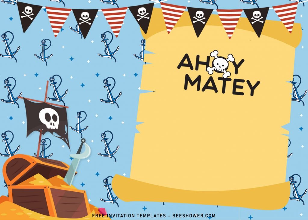 11+ Personalized Pirate Themed Birthday Invitation Templates For Your Kid’s Birthday Party with Treasure Map