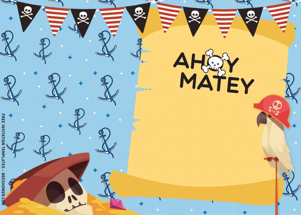 11+ Personalized Pirate Themed Birthday Invitation Templates For Your Kid’s Birthday Party with Pirate Skull