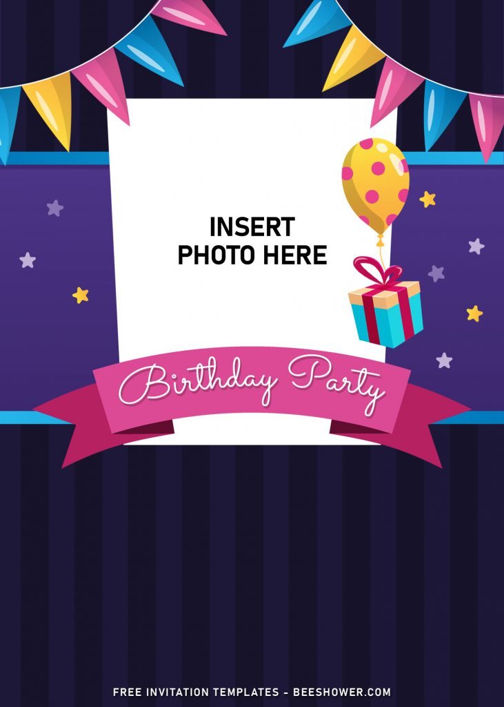 11+ Fun Birthday Invitation Templates For Your Kid’s Upcoming Birthday Party and has colorful bunting flags