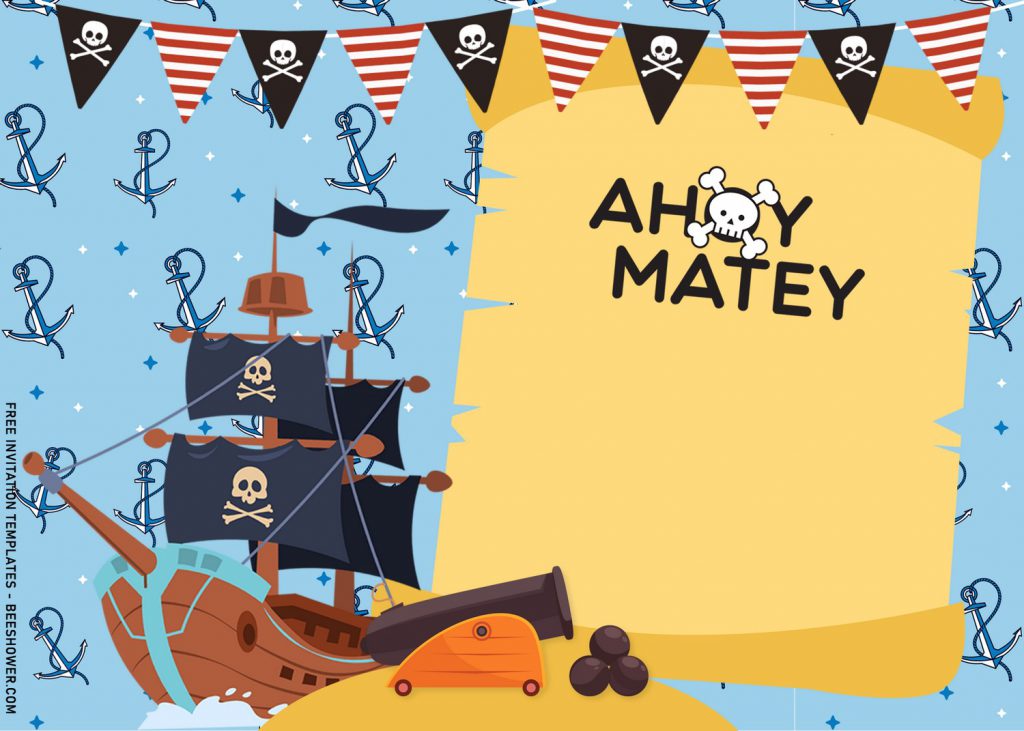 11+ Personalized Pirate Themed Birthday Invitation Templates For Your Kid’s Birthday Party with Pirate Flags