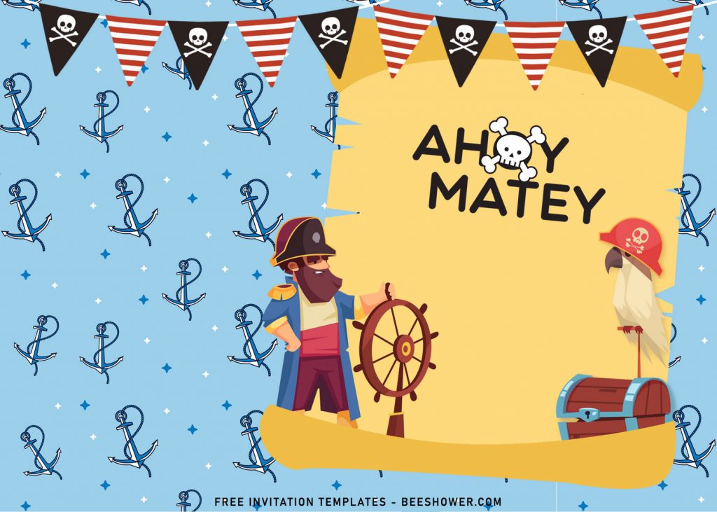 11+ Personalized Pirate Themed Birthday Invitation Templates For Your Kid’s Birthday Party with Pirate background