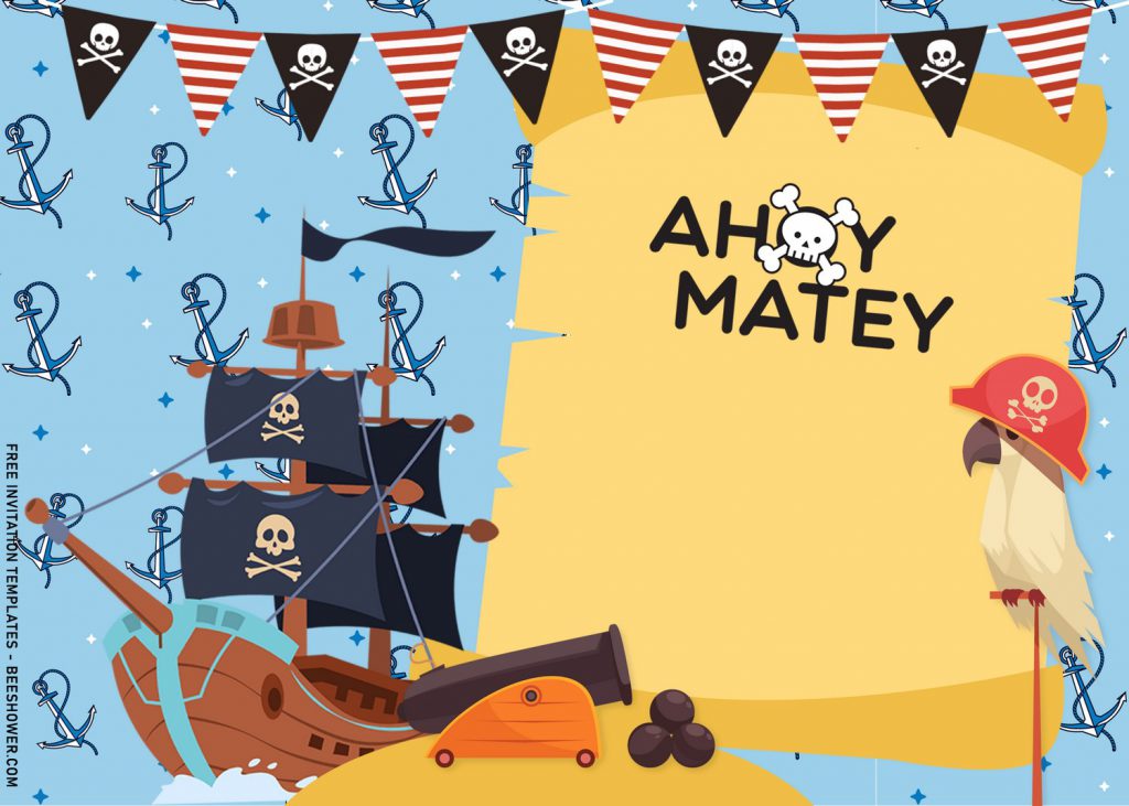 11+ Personalized Pirate Themed Birthday Invitation Templates For Your Kid’s Birthday Party with Pirate Vessel