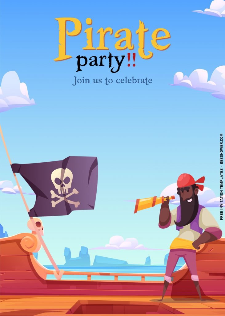 8+ Awesome Pirate Party Birthday Invitation Templates For Your Little Pirate Birthday with pirate flag