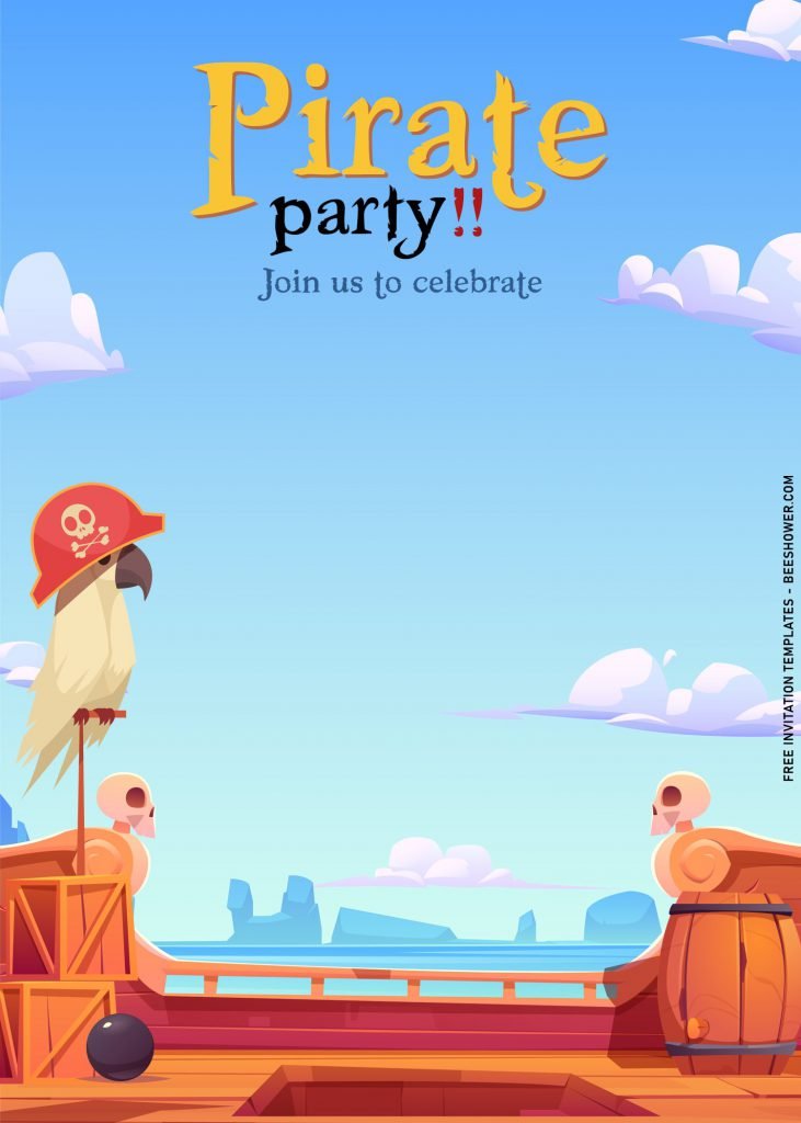 8+ Awesome Pirate Party Birthday Invitation Templates For Your Little Pirate Birthday with pirate's ship deck
