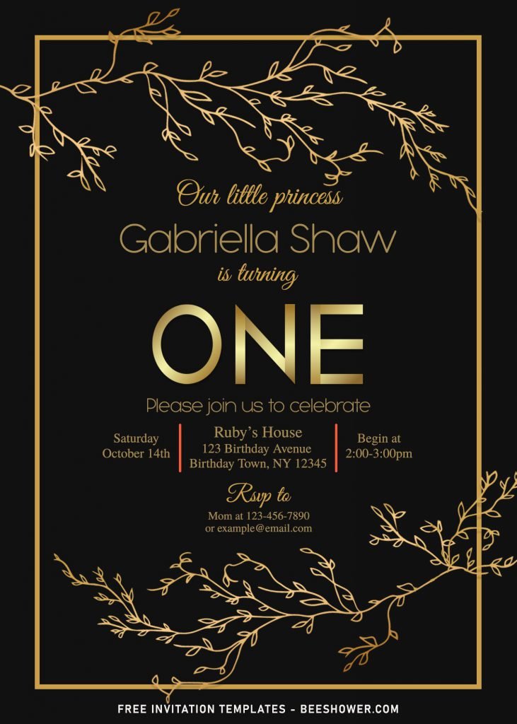 8+ Luxury Gold Branches Baby Shower Invitation Templates
