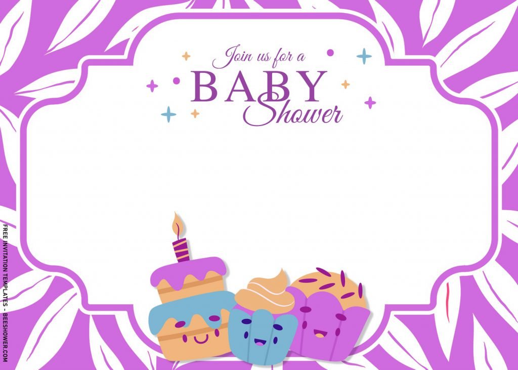 7+ Cute Sweet Treats Baby Shower Invitation Templates and has cute blue background with white leaves