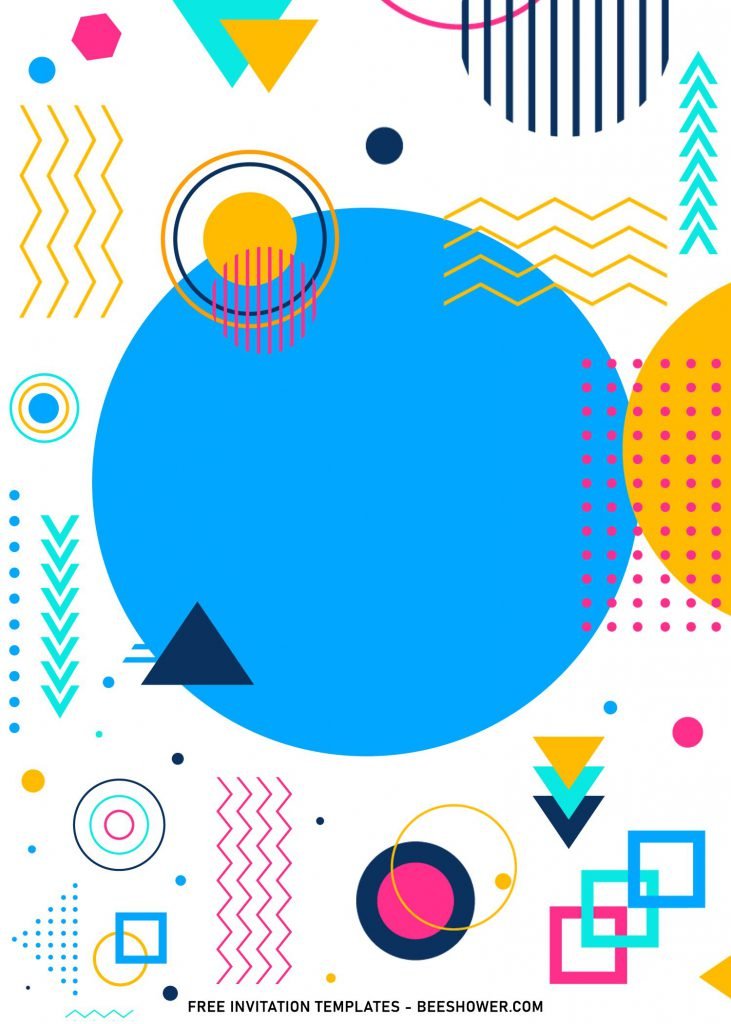 10+ Artistic Geometric Shapes Birthday Invitation Templates and has blue text box