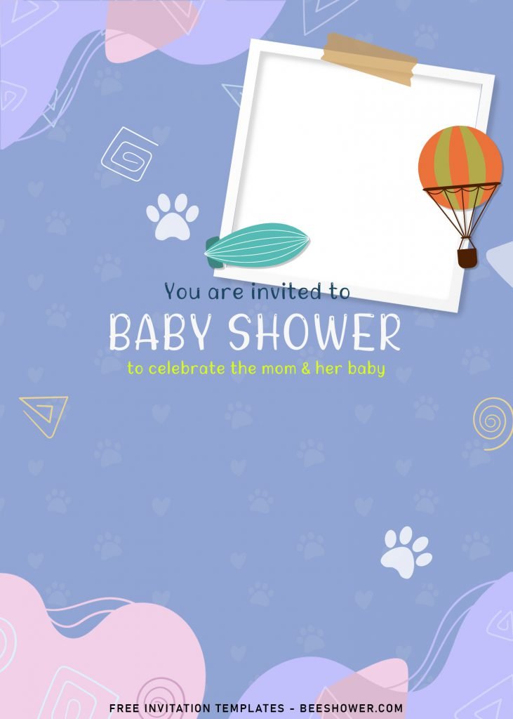 8+ Colorful Hand Drawn Baby Shower Invitation Templates For Your Kid’s Birthday and has Cute Animal Paw Prints