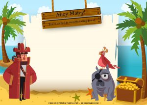 8+ Fun Pirate Party Birthday Invitation Templates For Your Little Boy Pirate's Birthday Bash and has Tropical Coconut Tress