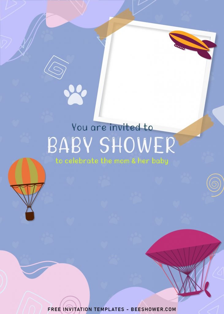 8+ Colorful Hand Drawn Baby Shower Invitation Templates For Your Kid’s Birthday and has Zeppelin 