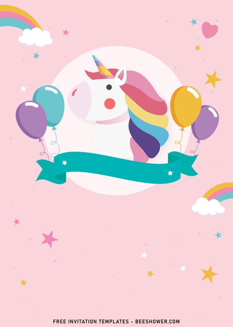 9+ Kawaii Rainbow Unicorn Baby Shower Invitation Templates | Beeshower