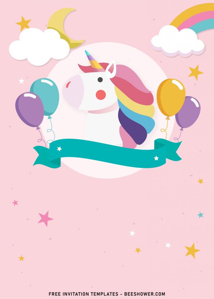 9+ Kawaii Rainbow Unicorn Baby Shower Invitation Templates with Unicorn with rainbow mane