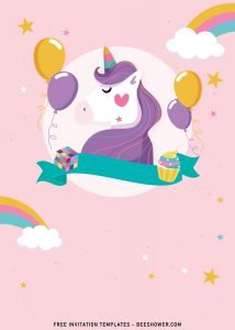 9+ Kawaii Rainbow Unicorn Baby Shower Invitation Templates with pastel background