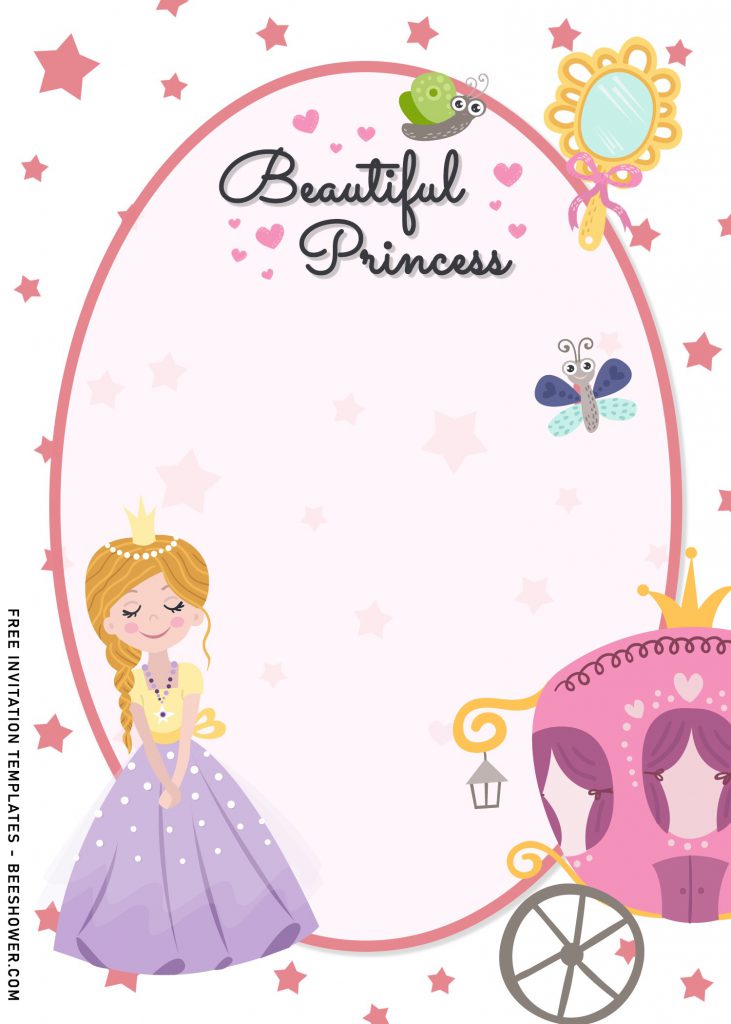 8+ Beautiful Hand Drawn Princess Birthday Invitation Templates and has Princess Carriage