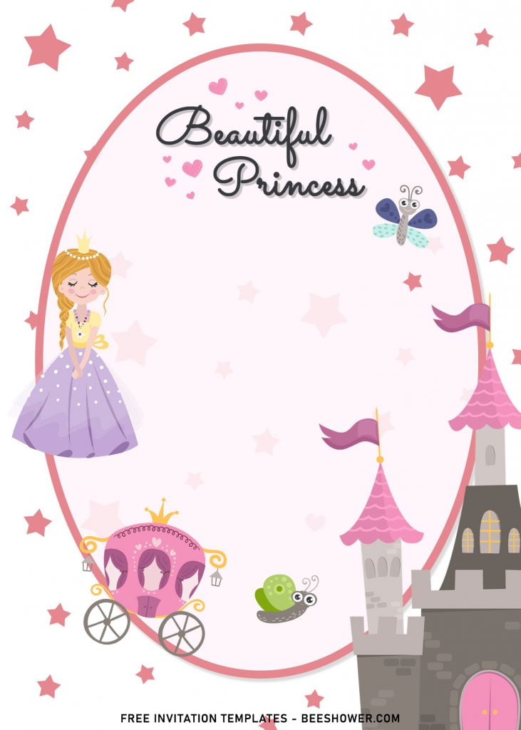 8+ Beautiful Hand Drawn Princess Birthday Invitation Templates and has Princess castle