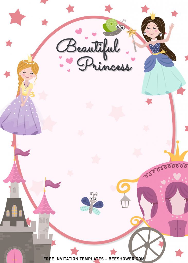 8+ Beautiful Hand Drawn Princess Birthday Invitation Templates and has solid white background