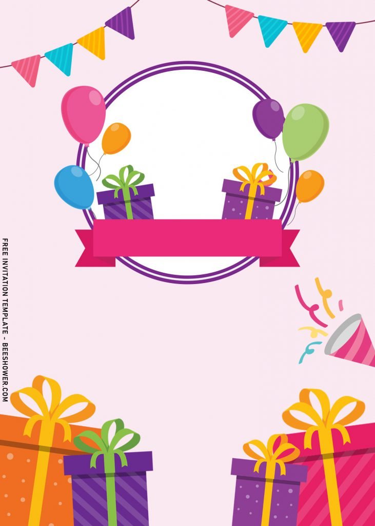 10+ Personalized Kids Birthday Party Invitation Templates For Any Ages and has pink ribbon