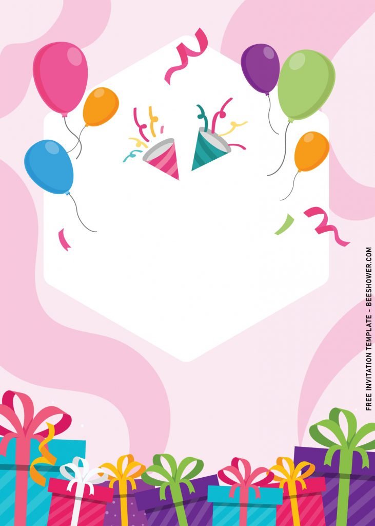 10+ Personalized Kids Birthday Party Invitation Templates For Any Ages and has cute pink party popper