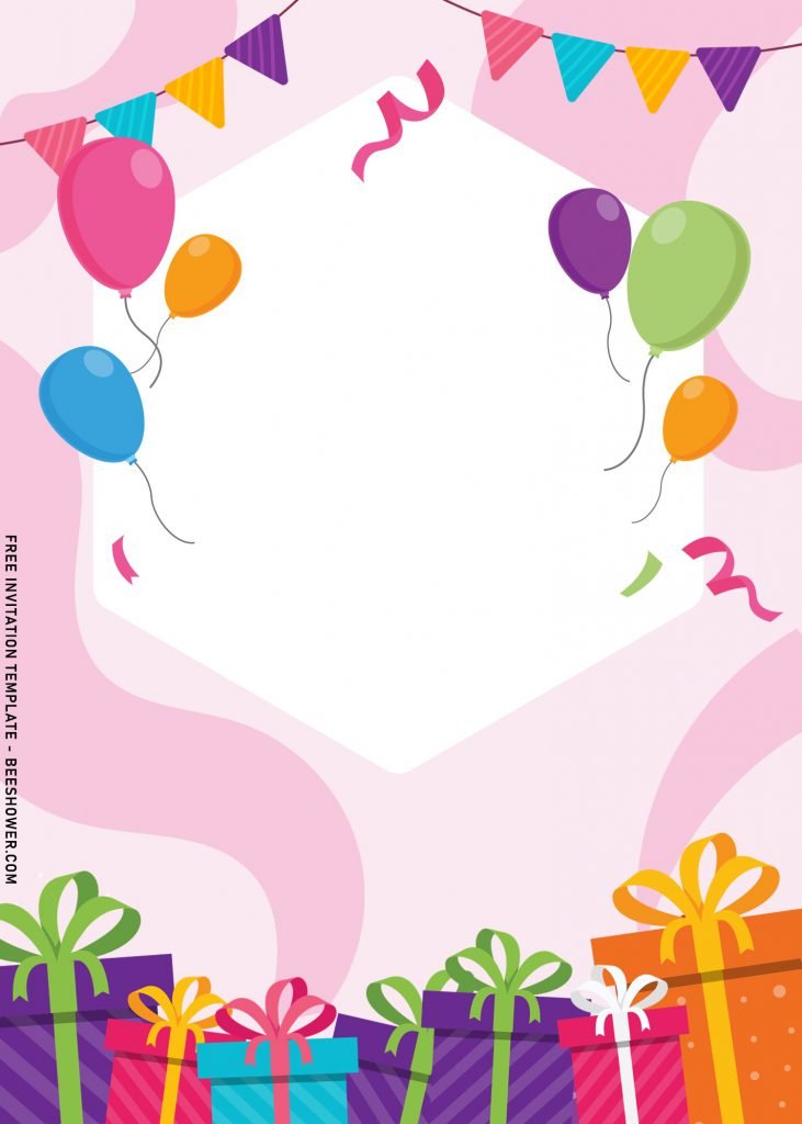 10+ Personalized Kids Birthday Party Invitation Templates For Any Ages and has blue and pink balloons