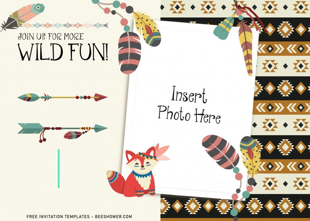 11+ Adorable Boho Woodland Animals Birthday Invitation Templates and has tribe or tribal pattern background