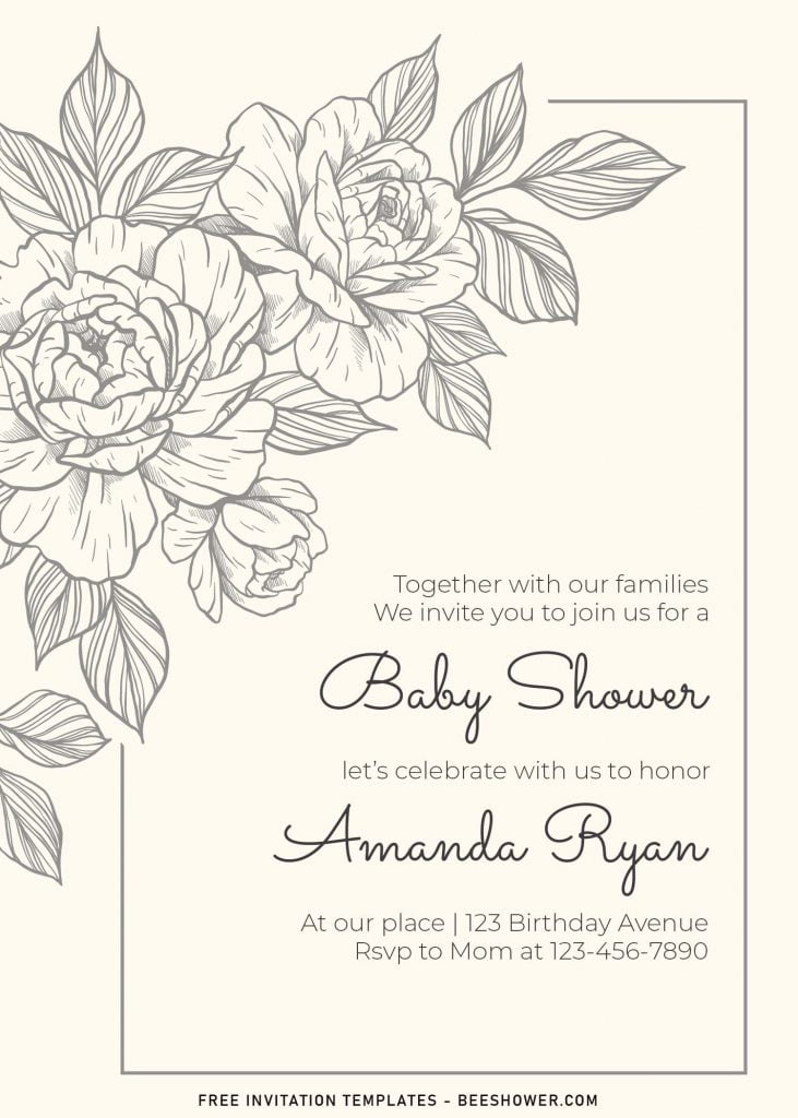 7+ Minimalist Baby Shower Invitation Templates With Hand Drawn Floral Illustrations